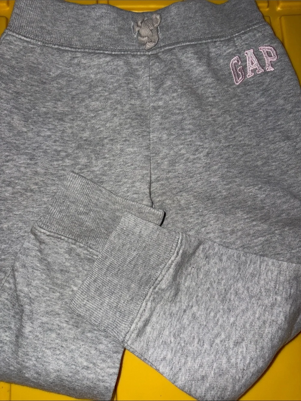 GAP Kids Heather Gray Sweatpants with Pink Logo
